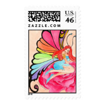 butterfly faerie red rose stamp
