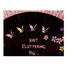 Butterfly Fan on Pink Lace Happiness Post Card