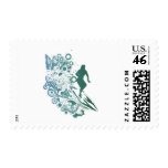 butterfly female surfer design stamp