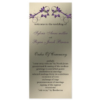 butterfly floral ivory purple Wedding program Rack Card