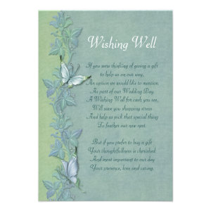 Butterfly Floral Wedding - Wishing Well Enclosure Custom Invites