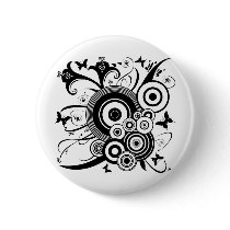 Butterfly Flower Ornament Design Art buttons