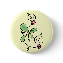 Butterfly Flower Swirl Button by littleamylee Butterfly Flower Swirl Button