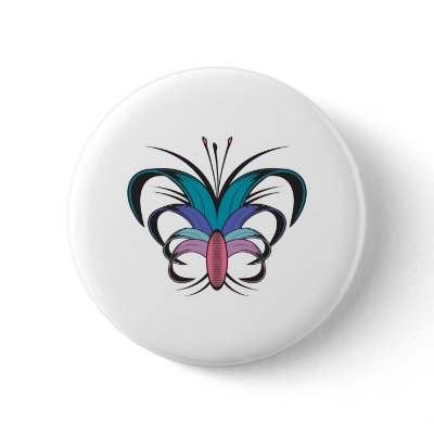 Butterfly Flower Tattoo Design Button by doonidesigns