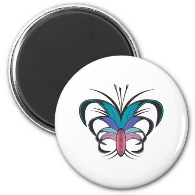 Butterfly Flower Tattoo Design Magnets by doonidesigns