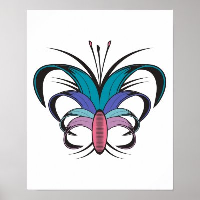 Butterfly Flower Tattoo Design Posters by doonidesigns