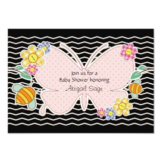 Butterfly, Flowers and Bees Baby Shower Invitation