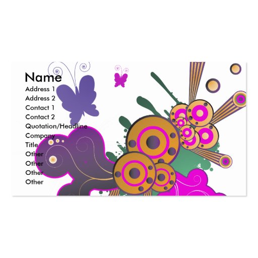 butterfly frenzy vector abstract business card templates (front side)