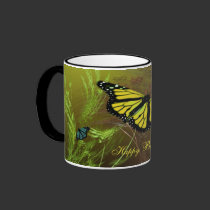 Butterfly Garden 2, Happy Birthday! mugs
