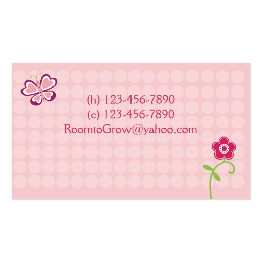 Butterfly Garden Trendy Business Card (back side)