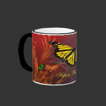 Butterfly Gardens  Happy Birthday! mugs