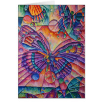 butterfly, butterflies, abstract art, colorful, greeting card, card, nature, insects, fine art, paintings, wild, animal, pets, butterflies and moths, Cartão com design gráfico personalizado