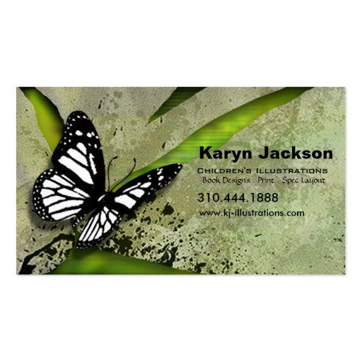 Butterfly Grunge custom designer business card (front side)