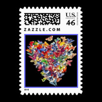 Butterfly Heart Collage postage by kokobaby Butterfly Heart Collage postage