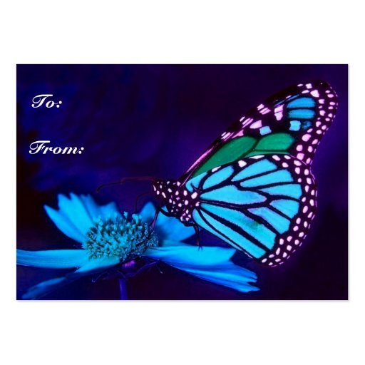 Butterfly in Blue Light Gift Tag Business Card Template (front side)