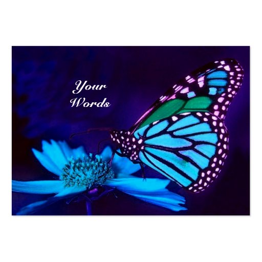 Butterfly in Blue Light Gift Tag Business Card Template (back side)