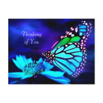 Butterfly in Blue Light - Thinking of You Postcard by elenaind Butterfly in Blue Light - Thinking of You Postcard