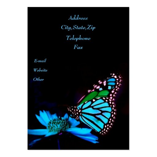 Butterfly in Blue Light -Vertical Business Card Template (back side)