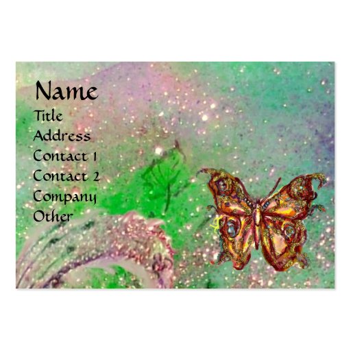 BUTTERFLY IN GOLD TEAL GREEN SPARKLES BUSINESS CARDS