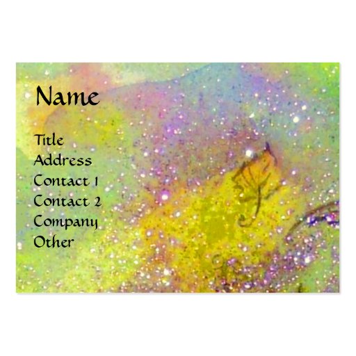 BUTTERFLY IN GOLD YELLOW PURPLE GREEN SPARKLES BUSINESS CARD TEMPLATES (front side)