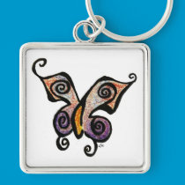 Butterfly in ink and pencil keychains