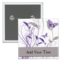 Butterfly in Purple and Grey Button