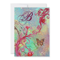 BUTTERFLY IN SPARKLES 2 Blue Wedding Monogram , Personalized Announcements