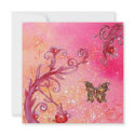 BUTTERFLY IN SPARKLES 2 , bright pink ,red invitations
