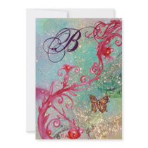 BUTTERFLY IN SPARKLES 2 Elegant Wedding Monogram Personalized Invitation