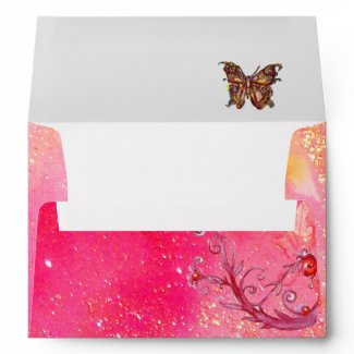 BUTTERFLY IN SPARKLES 2 pink red envelope