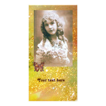 BUTTERFLY IN SPARKLES bright red orange yellow Personalized Photo Card