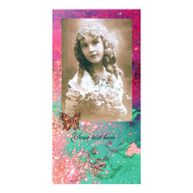 BUTTERFLY IN SPARKLES bright red ,pink green Photo Cards