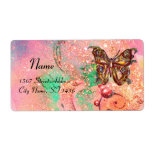 BUTTERFLY IN SPARKLES , pink green Shipping Labels