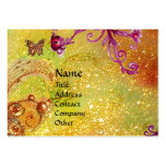 BUTTERFLY IN SPARKLES,PINK YELLOW SWIRLS MONOGRAM BUSINESS CARDS