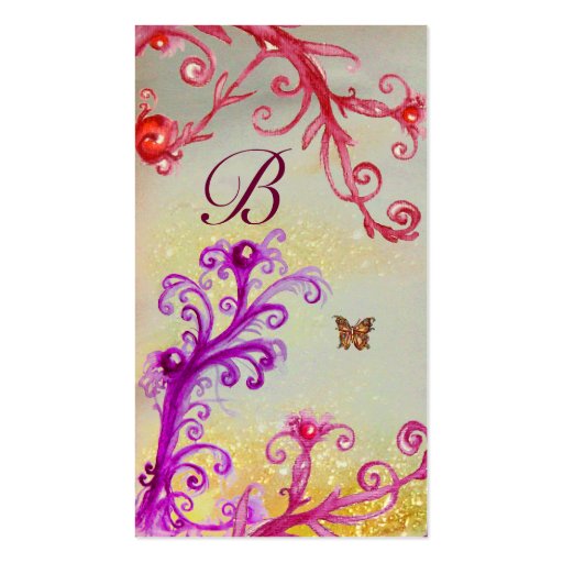 BUTTERFLY IN SPARKLES SILVER PLATINUM MONOGRAM BUSINESS CARDS (back side)