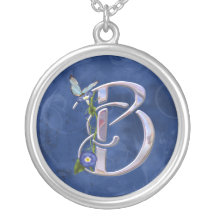 Butterfly Initial B Personalized Necklace