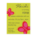 Butterfly Invitation [red + lime] postcards