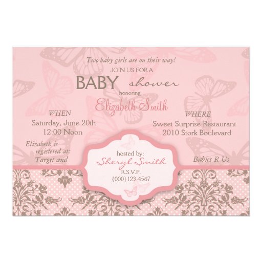 Butterfly Kisses Petal Invitation Card