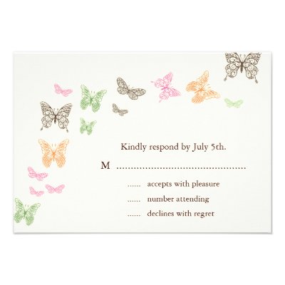 Butterfly Kisses RSVP ivory Invite