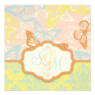 Butterfly Kisses Sweet Wedding Invite Square