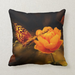 Butterfly Landing on Flower Throw Pillow