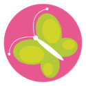 Butterfly [lime + pink] stickers