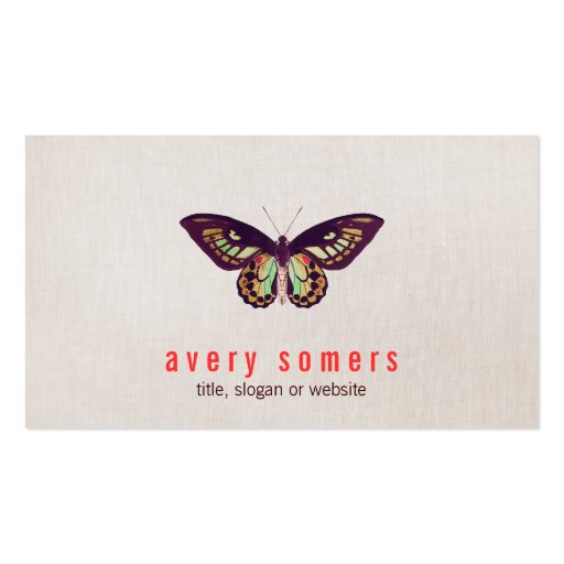 Butterfly Linen Look Business Card (front side)