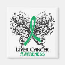 Butterfly Liver Cancer Awareness Fridge Magnets