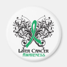 Butterfly Liver Cancer Awareness Refrigerator Magnet
