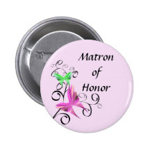 Butterfly Matron of Honor Button