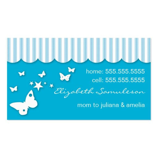 Butterfly Mommy Business Card-Blue