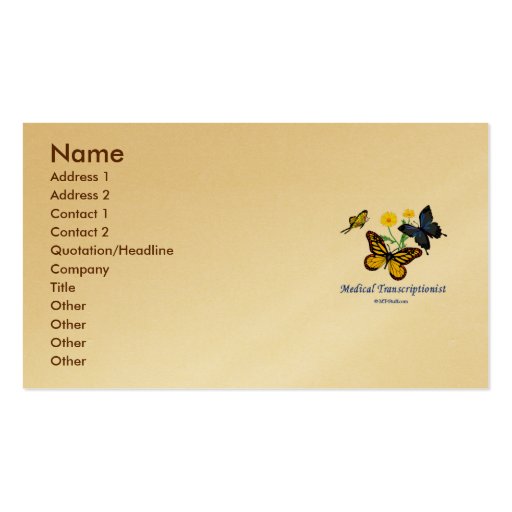 Butterfly MT Business Card Templates