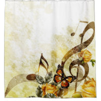 Butterfly Music Notes Shower Curtain