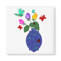 butterfly n dragonfly rose vase magnet by marcya7 butterfly n dragonfly rose vase magnet